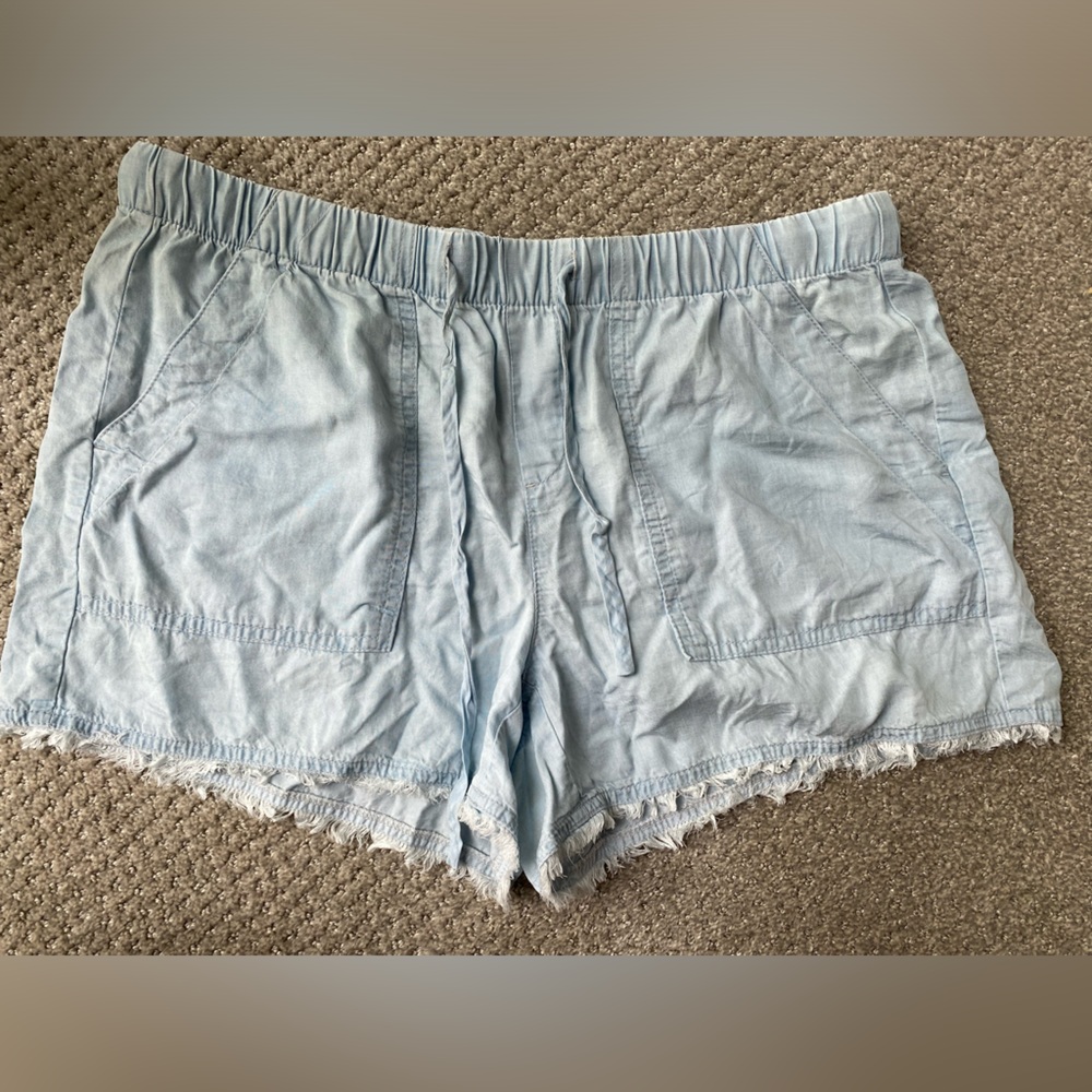 Calvin Klein chambray drawstring shorts 100% lyocell lightweight size 12